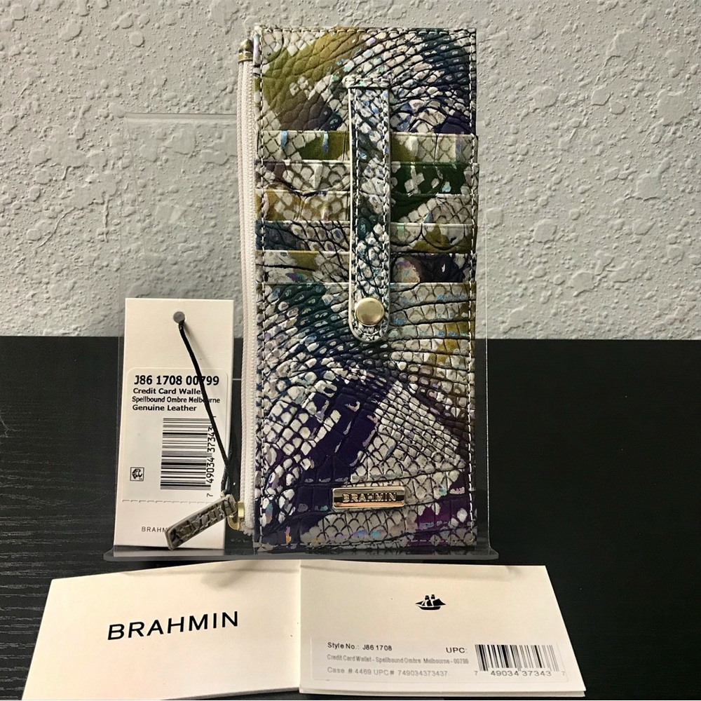 Brahmin SPELLBOUND OMBRÉ MELBOURNE Genuine Leather CREDIT CARD WALLET TOWER